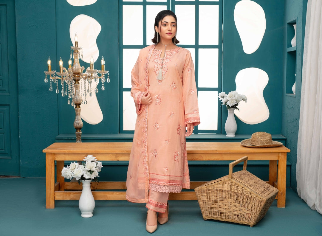 Premium Embroidered Chiffon 3 Pcs By Haya D-2