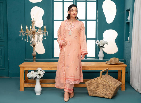 Premium Embroidered Chiffon 3 Pcs By Haya D-2