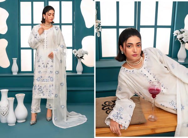 Premium Embroidered Chiffon 3 Pcs By Haya D-4