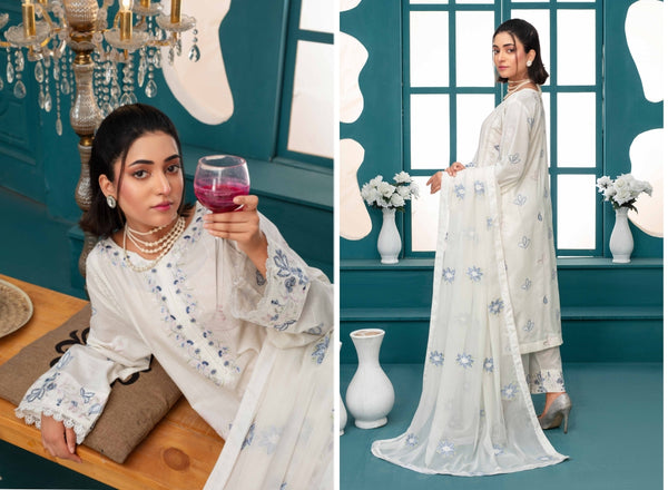 Premium Embroidered Chiffon 3 Pcs By Haya D-4