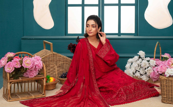 Premium Embroidered Chiffon 3 Pcs By Haya D-3