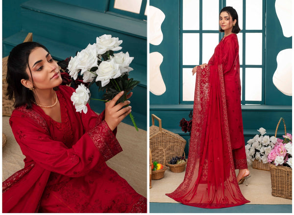 Premium Embroidered Chiffon 3 Pcs By Haya D-3