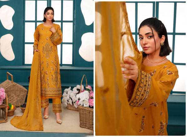 Premium Embroidered Chiffon 3 Pcs By Haya D-5