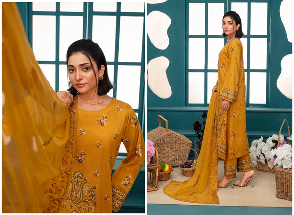 Premium Embroidered Chiffon 3 Pcs By Haya D-5