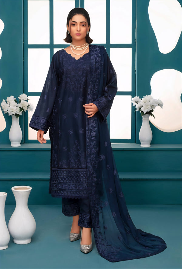 Premium Embroidered Chiffon 3 Pcs By Haya D-6