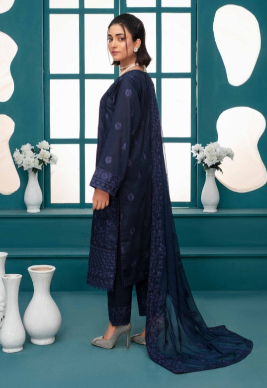 Premium Embroidered Chiffon 3 Pcs By Haya D-6