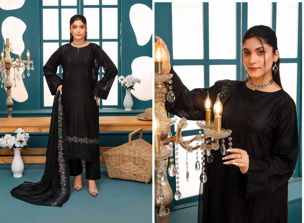 Premium Embroidered Chiffon 3 Pcs By Haya D-1