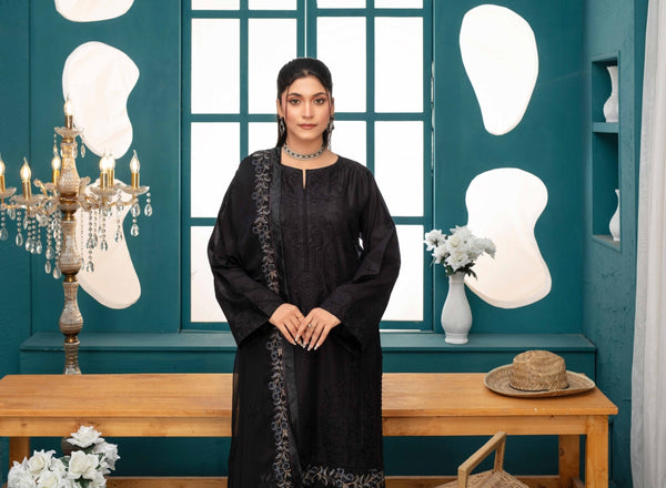 Premium Embroidered Chiffon 3 Pcs By Haya D-1